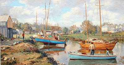 Boatbuilders at Gweek by Nancy Bailey